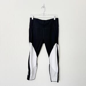 [Athleta] Black Colorblock High Rise Mesh Precision 7/8 Tight Legging Sz Large L